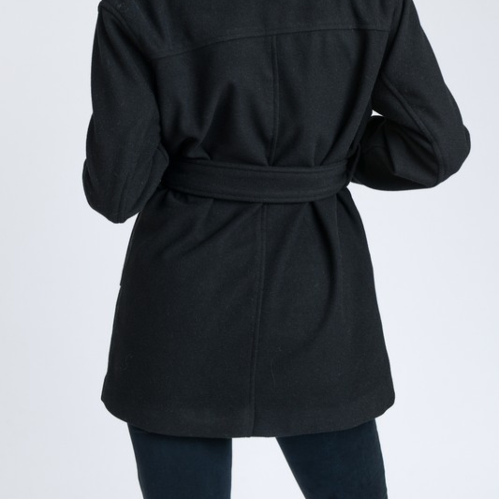 **PRICE FIRM** Belted Long Sleeve French Coat - Picture 8 of 8